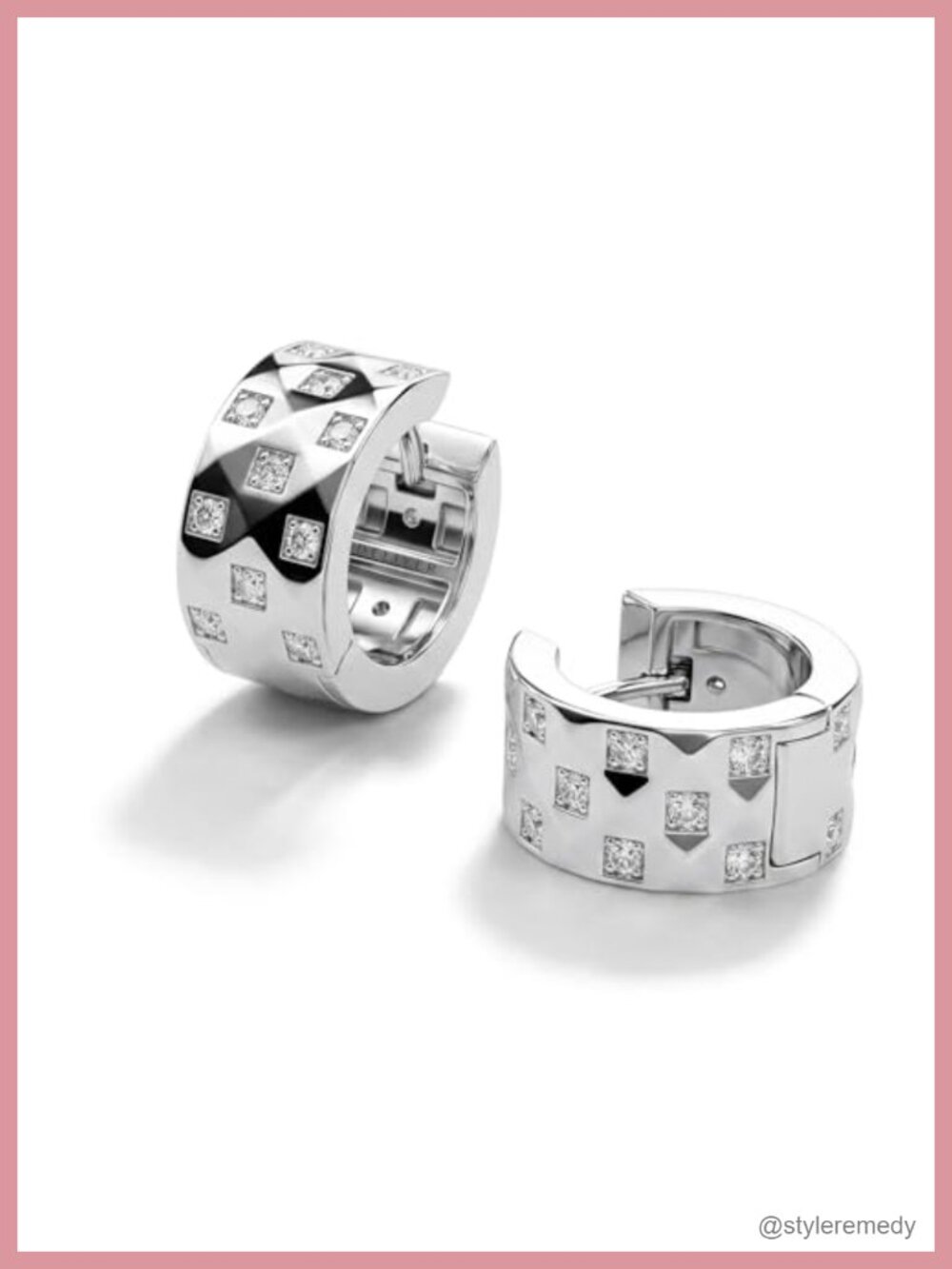 Gold Plated Chunky Huggie Hoop Earrings Cubic Zirconia Hinged Women